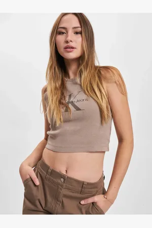 Calvin Klein Jeans Mineral Boyalı Kaburga Kısa Üst für Damen - L