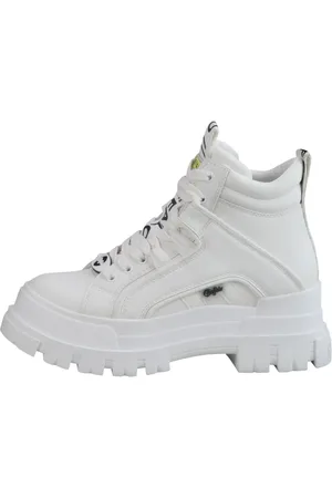 Buffalo Mid Sneaker Aspha Nc Mid Top Vegan White Lederimitat/ Textil Mit Perfect Fit Mem für Damen - 39