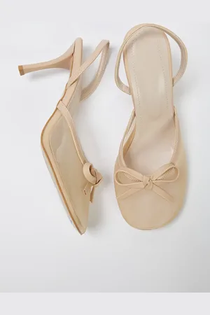 Trendyol Nude Bow Detail Mesh Mule Thin Heels Schuhe für Damen - 38