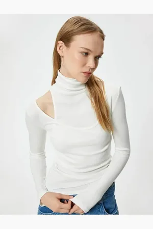Koton Langärmliges Viskose-t-shirt Mit Rollkragen Und Fensterdetail für Damen - S