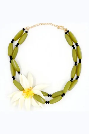 Trend Alacati stili Grüne Perlen-design-blumen-halskette für Damen - One Size