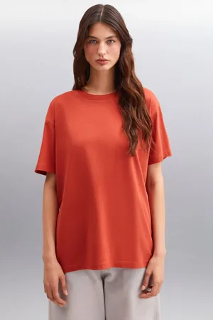 Grimelange Betsy T-shirt Aus 100 % Baumwolle Mit Rundhalsausschnitt Und Kurzen Ärmeln In Weinrot für Damen - XS
