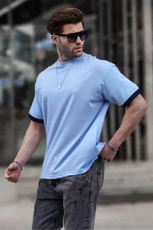 MADMEXT Babyblaues Oversize-t-shirt Mit Rundhalsausschnitt für Herren - M
