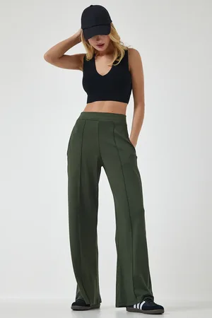 Happiness istanbul Khakifarbene, Dehnbare Jogginghose Mit Hoher Taille für Damen - 36