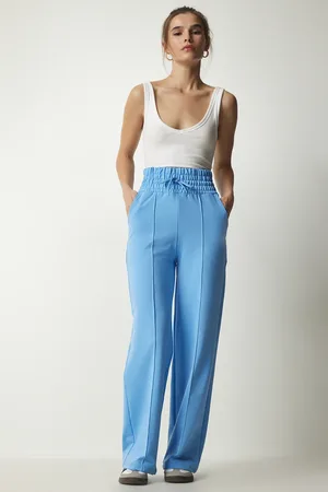 Happiness istanbul Himmelblaue Basic-strick-jogginghose Mit Taschen für Damen - 36