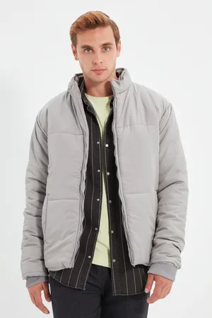Trendyol Graue, Wind- Und Wasserabweisende Pufferjacke Mit Normaler Passform für Herren - M