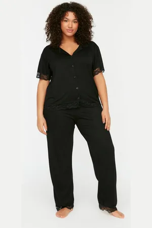Trendyol Gestricktes Pyjama-set Aus Schwarzer Spitze Tbsss22pt0623 für Damen - 5XL