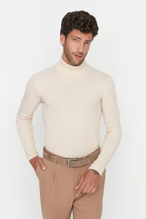 Trendyol Gerippter Rollkragenpullover In – Baumwolle, Schmale Passform für Herren - S