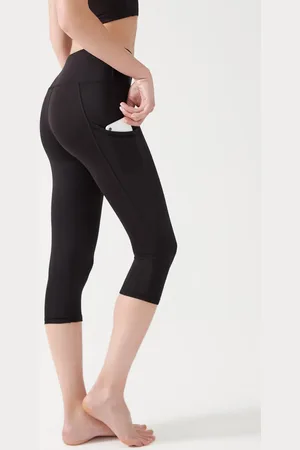 LOS OJOS Schwarze -leggings Mit Hoher Taille Und Doppelter Tasche Unterhalb Des Knies für Damen - M