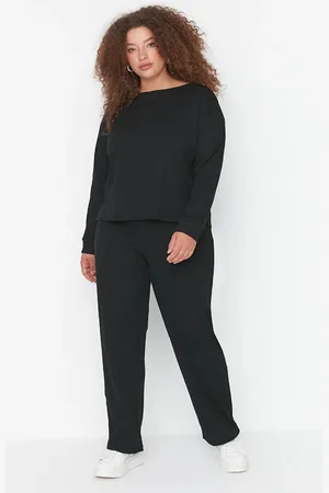 Trendyol Schwarzes Thessaloniki-strick-pyjama-set In Übergröße für Damen - 4XL