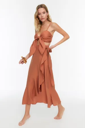 Trendyol Zimtgewebtes Strand-set – Volantbluse Und Rock für Damen - 38