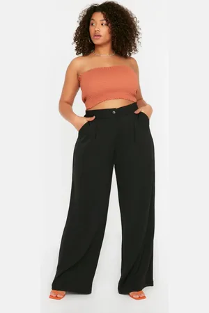 Trendyol Schwarze Plissierte Webhose Mit Hoher Taille für Damen - 46