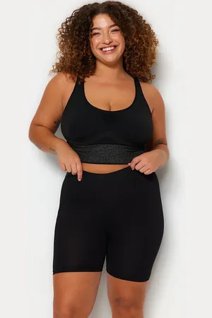 Trendyol Schwarze, Kurze, Hoch Taillierte Strick-leggings In Übergröße für Damen - 2XL
