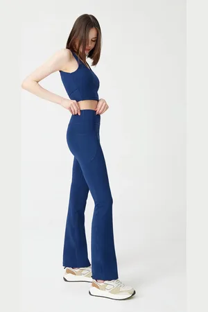 LOS OJOS Marineblaue, Glättende -strumpfhose Mit Ausgestelltem Bein Und Doppelter Tasche Und Hoher Taille für Damen - S