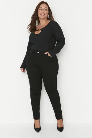 Trendyol Schwarze Röhrenjeans Mit Hoher Taille für Damen - 42