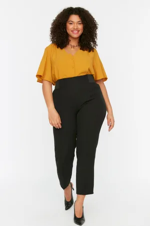 Trendyol Hose Aus Schwarzem Stoff Mit Elastischem Bund - für Damen - 42