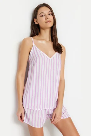 Trendyol Pyjama-set Aus Viskosegewebe Mit Gestreiften Seilträgern für Damen - S