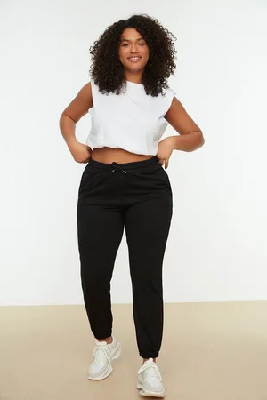 Trendyol Schwarze, Elastische, Gestrickte Jogginghose In Übergröße für Damen - 7XL