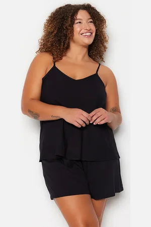 Trendyol Pyjama-set Aus Viskosegewebe Mit Schwarzen Trägern für Damen - 44