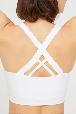 LOS OJOS Weißer, Leicht Unterstützter, Bezogener Sport-bh Mit Rückendetail für Damen - XS