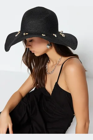 Trendyol Schwarzer Strohhut Mit Muscheldetail für Damen - One Size