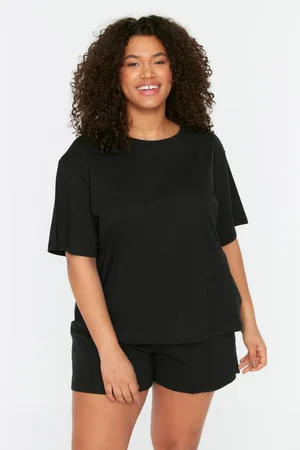 Trendyol Schwarzes Strick-pyjama-set Mit Rundhalsausschnitt für Damen - 2XL