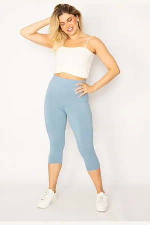 sans Strumpfhose Aus Babyblauem Baumwollstoff In Großen Größen Capri 65n34244 für Damen - 54