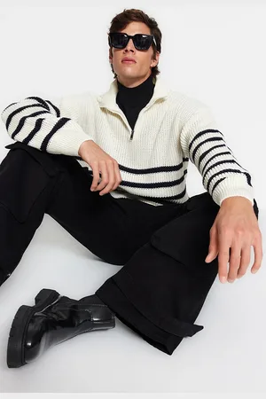 Trendyol Marineblauer Unisex-rollkragenpullover – Reguläre Passform, Reißverschluss für Herren - S