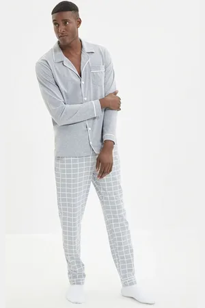 Trendyol Graues, Gestricktes Pyjama-set Mit Normaler Passform Und Paspelierung für Herren - 2XL