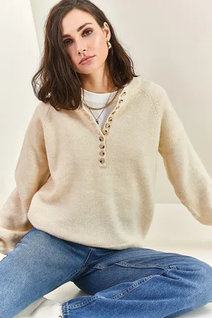Bianco Lucci Strickpullover Mit Knopfloch-rollkragenpullover für Damen - Standard