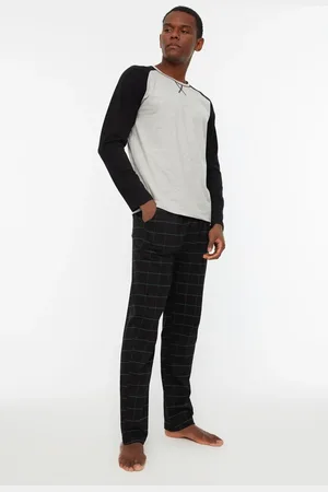 Trendyol Grünes Kariertes Strick-pyjama-set für Herren - XL