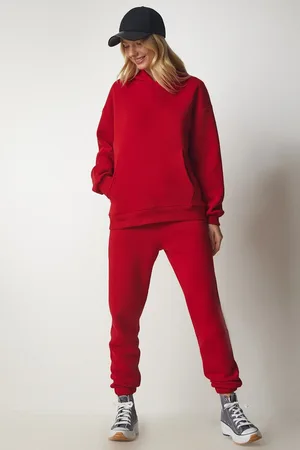 Happiness istanbul Roter Fleece-trainingsanzug Mit Kapuze für Damen - 36