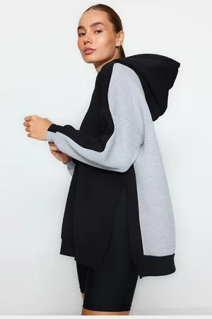 Trendyol Meliertes Farbblock-fleece-strick-sport-sweatshirt Mit Breiter Passform für Damen - S