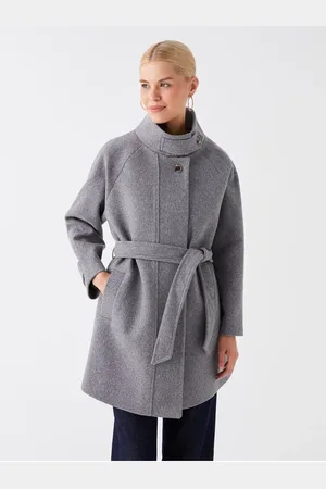 LC Waikiki Einfarbiger, Langärmliger Kaschmirmantel Mit Stehkragen für Damen - 42