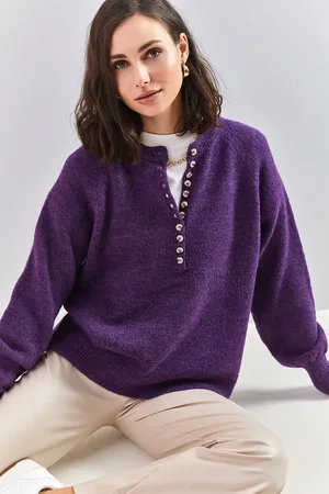 Bianco Lucci Gestreifter Strickpullover Mit Knopfloch-rollkragenpullover für Damen - Standard