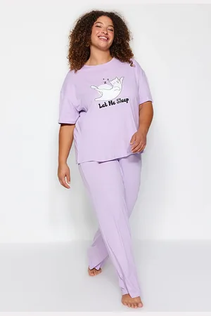 Trendyol Bedrucktes Strickpyjama-set für Damen - 3XL