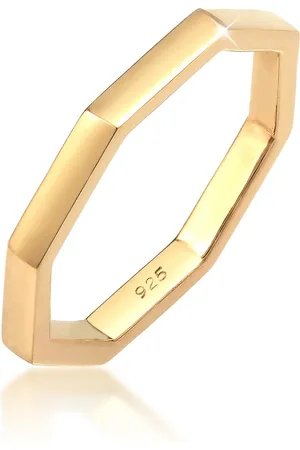 Elli Ring – 925er Sterlingsilber, Kleiner Finger, Geformtes Geo-look für Damen - 52