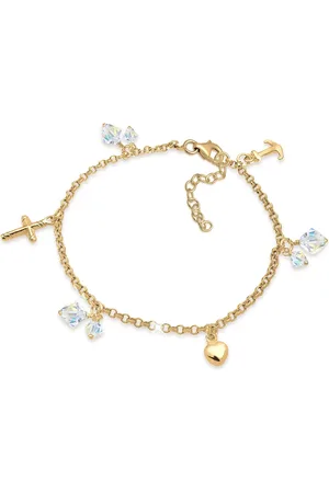 Elli Armband – Kreuz-herz-anker Aus 925er Sterlingsilber Mit Kristallen für Damen - 16 cm