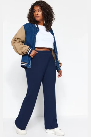 Trendyol Marineblaue Jogger-jogginghose In Übergröße – Twisted Knitted für Damen - 2XL