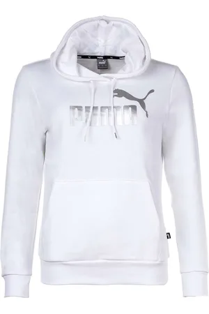 PUMA Sweatshirt Mit Ess+ Metallic-logo – Kapuzenpullover, Rundhals, Langarm, Uni für Damen - XS