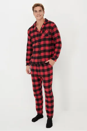 Trendyol Rotes, Kariertes Pyjama-set Mit Normaler Passform für Herren - M
