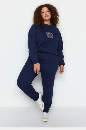 Trendyol Marineblaue Fleece-jogginghose In Übergröße – für Damen - 3XL
