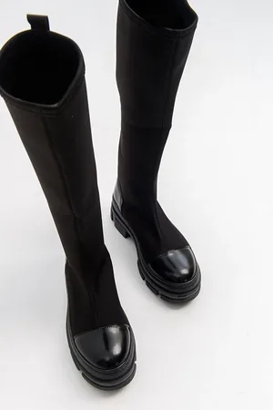 LuviShoes Bella Black Scuba Stiefel für Damen - 38