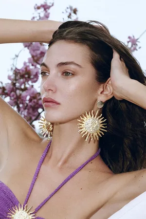 Trendyol X Zeynep Tosun Gold Sun Figure Ohrring für Damen - One Size