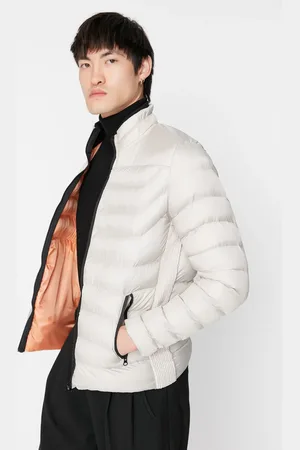 Trendyol Steinfarbene Pufferjacke – Stehkragen, Wasserabweisend, Normale Passform für Herren - 2XL