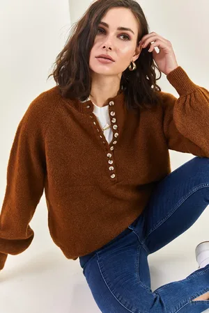 Bianco Lucci Strickpullover Mit Knopfloch-rollkragenpullover für Damen - Standard
