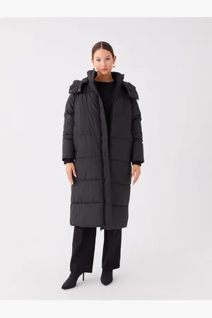 LC Waikiki Einfarbiger, Übergroßer Puffermantel Mit Kapuze für Damen - 46