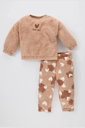 DeFacto Plüsch-sweatshirt-jogginghose Mit Herzmuster Für Babys, 2er-set für Damen - 5–6 Jahre