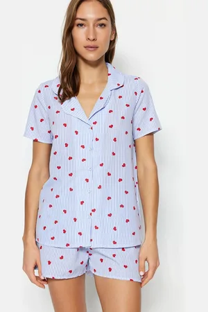 Trendyol Gestreiftes Herz-pyjama-set Aus Gewebter Viskose für Damen - 38