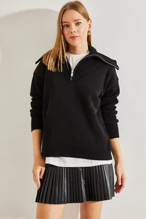 Bianco Lucci Strickpullover Mit Rollkragen Und Reißverschluss für Damen - Standard